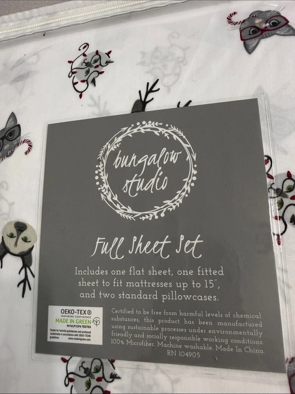 BUNGALOW STUDIOS FULL SHEET SET - Festive CHRISTMAS CATS Gray & Red Accents NEW